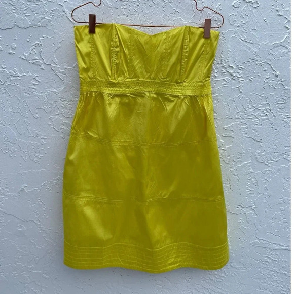 Calypso Womens St Barth Silk Topless Mini Dress Yellow Sz 10 - Picture 1 of 11